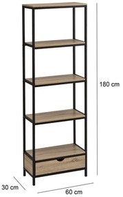 Libreria naturale nera in rovere 60x180 cm Urban - Casa Selección