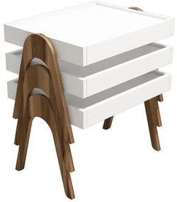 SET 3x Tavolino ROMA bianco/marrone