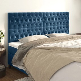 Testiera 4 Pz Blu Scuro 90x7x78/88 Cm İn Velluto /