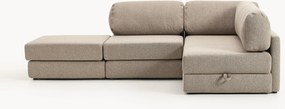 Divano letto angolare in bouclé con contenitore Ladina