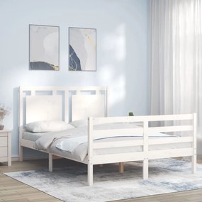 Giroletto Con Testiera Bianco 140x190 Cm İn Legno Massello /