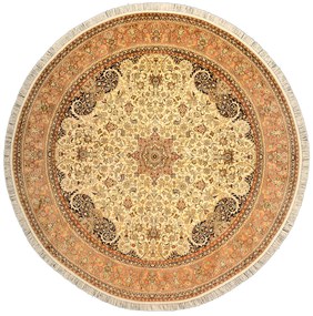 Cashmere Silk Tappeto 210x210 Beige (Indian) Annodato A Mano