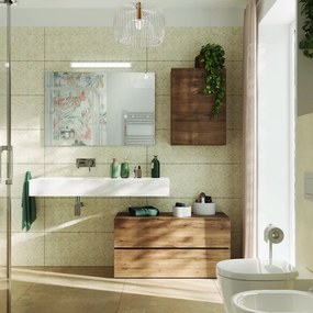 Mobile da bagno sotto lavabo Barrik marrone L 100 x H 53 x P 46 cm 2 cassetti, lavabo non incluso