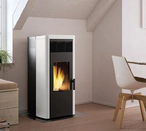 Royal Lea Air 90 Stufa A Pellet Ad Aria Con Top In Ceramica 9 Kw Serbatoio 17kg 53x54x116 Cm In Acciaio Bianco