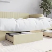 Cassetti da Letto 2pz Crema in Legno Multistrato e Similpelle 833924