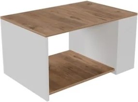 Tavolino Da Salotto Design Moderno 60x90x48 Con Vani Laterali Zeno Rovere E Bianco