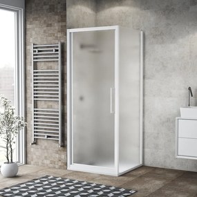 Box doccia con ingresso frontale saloon L 95 x H 195 cm, in vetro trasparente SP. 6 mm, profilo bianco spazzolato Record