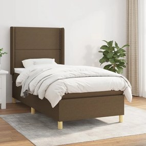 Giroletto A Molle Con Materasso Marrone Scuro 80x200 Cm Tessuto /