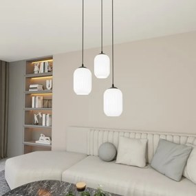 Lampadario a sospensione con filo VERDI 3xE27/15W/230V diametro 30 cm nero/bianco