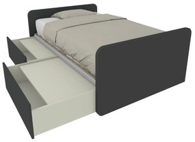 864C - Letto cameretta 120x190 1piazza e mezza con cassettoni estraibili e testate personalizzabili.Rete inclusa