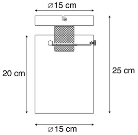 Plafoniera di design nera con vetro fumé - Dome