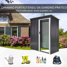Casetta Box da Giardino in Lamiera per Deposito Attrezzi 163x89x182 cm  Nero...