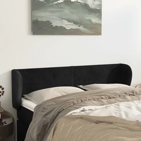 Testiera Ad Orecchio Nera 147x23x78/88 Cm İn Velluto /