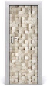 Adesivo per porta interna Cubi di legno 75x205 cm