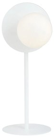 Lampada Da Tavolo Contemporanea Ippolita 1 Luce In Acciaio Bianco E Vetro Opalino