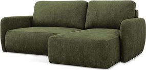 Divano angolare verde allungabile/con contenitore (con penisola a destra/con chaise lounge) con rivestimento in ciniglia Lilo – Makamii