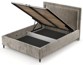 Letto matrimoniale imbottito beige con spazio contenitivo e rete 140x200 cm Baleine - Maison de Rêve