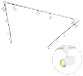 Sistema a binario intelligente monofase con 14 faretti bianchi incl. Wifi GU10 - Jeana