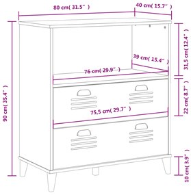 Libreria VIKEN Grigio Antracite 80x40x90 cm Legno Massello Pino