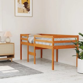 Letto a soppalco marrone cera 75x190 cm legno massello di pino