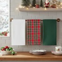 Set 3 strofinacci tartan con cestino