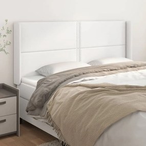 Testiera Ad Orecchio Bianco 183x16x118/128 Cm İn Similpelle /