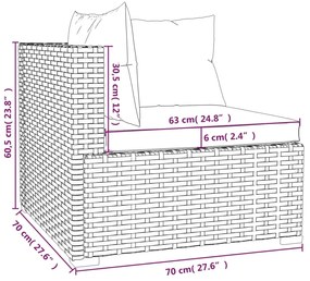 Set Mobili da Giardino 10 pz con Cuscini in Polyrattan Marrone