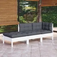 Set Divani da Giardino 3 pz con Cuscini in Massello di Pino 3096281