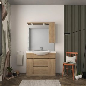 Mobile bagno da terra con lavabo L 100 x H 81 x P 33.5 cm rovere tabacco, 2 ante 1 cassetto per vasca centrale Elise