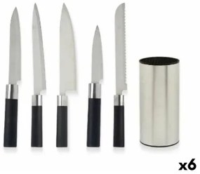 Set di Coltelli da Cucina con Supporto Nero Argentato Acciaio inossidabile Polietilene polipropilene ABS 11 x 35 x 11 cm (6 Uni