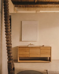 Kave Home - Credenza Alguema 3 ante impiallacciato rovere finitura naturale 151 x 73 cm