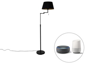 Lampada da terra intelligente nera con paralume nero incl. Wifi A60 - Ladas Deluxe