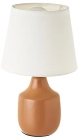 Lampada da tavolo in ceramica bianco-marrone con paralume in tessuto (altezza 24 cm) - Casa Selección