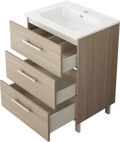 Base Remix 3 cassetti, L60 X P45 X H57.7 cm rovere chiaro, con piedini
