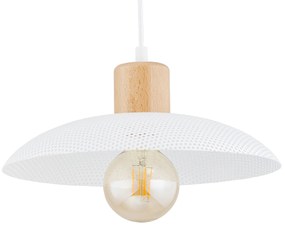 Sospensione Nordica Ishtar 1 Luce In Legno E Acciaio Bianco