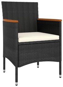 Set salotto da giardino 5 pz in polyrattan nero