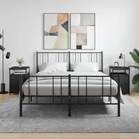 Comodini 2 pz neri 40x42x60 cm in legno multistrato