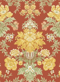 Cole & Son Carta da parati Poppies - Soft Yellow/ Cream and Spring Green on Terracotta