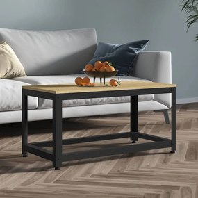 Tavolino salotto marrone chiaro e nero 90x45x45 cm mdf e ferro