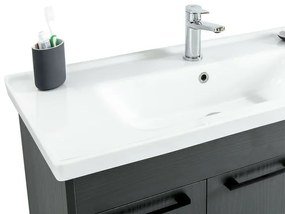 Mobile bagno sospeso 100 cm grigio effetto legno con armadietto a specchio Sofia