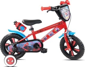 Bicicletta per Bambini 12" Marvel Spiderman Freno Caliper e Stabilizzatori in Acciaio Hi-Ten Rosso...