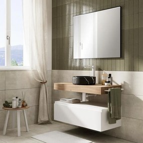Mobile da bagno sotto lavabo Step bianco opaco L 100.3 x H 30 x P 46 cm 1 cassetto, lavabo non incluso