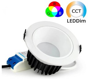 Faro da Incasso 12W RGB+CCT Dimmerabile Antiabbagliamento Sinc. Aut. - Foro Ø95mm -100mm Colore RGB+CCT