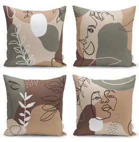 Set di 4 federe Disegno del volto, 43 x 43 cm - Minimalist Cushion Covers