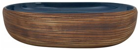Lavabo da Appoggio Marrone e Blu Ovale 59x40x14 cm Ceramica