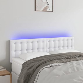 Testiera Bianca A Led 144x5x78/88 Cm İn Similpelle /