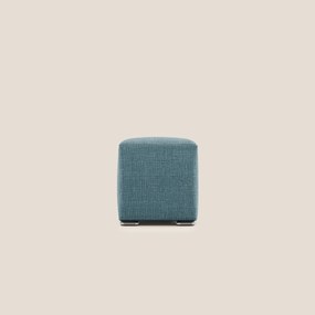 Cube pouf in morbido tessuto impermeabile ad intreccio melangiato T06 azzurro
