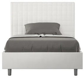 Letto una piazza e mezza contenitore imbottito 120x200 similpelle bianco Sunny