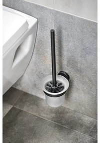 Aqualine - Porta scopino WC SAMBA vetro latteo/nero opaco da parete