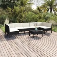 Set Divani da Giardino 8 pz con Cuscini in Polyrattan Nero 3094592